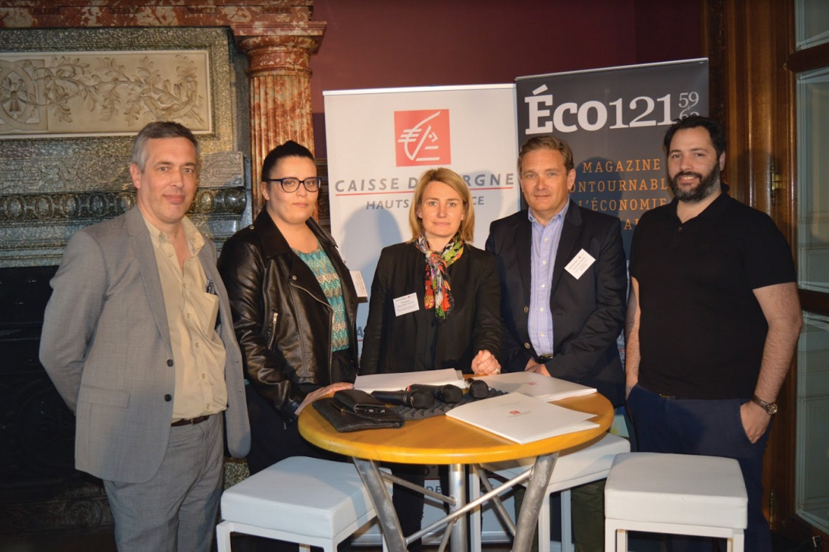 Olivier Ducuing (Eco121), Annalisa De Maestri (Mbacity), Frédérique Baledent (Caisse d’Epargne Hauts de France), Dominique Masse (Ramery) et Manuel Gomes (Stereograph).