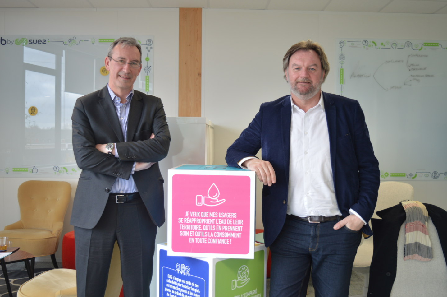 Arnaud Bazire, directeur régional Eau de Suez, et Franck Agneray, directeur recyclage et valorisation.