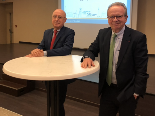 Christian Valette et Bernard Pacory, respectivement directeur général et  président de la banque mutualiste